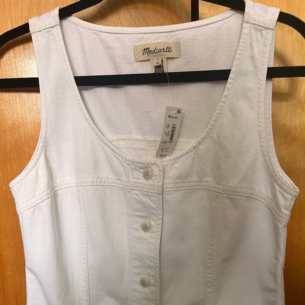 Madewell White Sleeveless Denim Button-Up Top